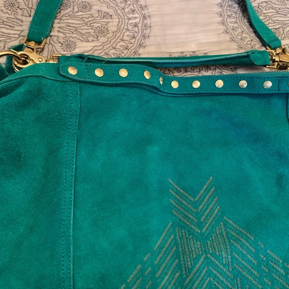 Cynthia Vincent Emerald Green Suede Boho Handbag - Picture 5 of 13